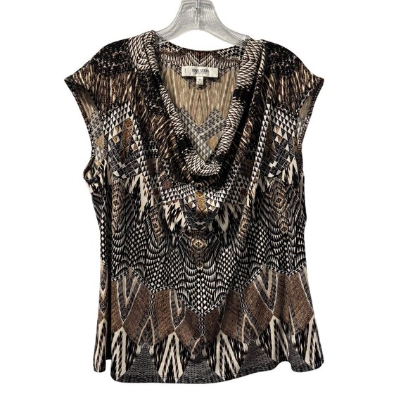 Jones Studio Geometric Print Cowl Neck Sleeveless Top Sz 1X Blouse - Picture 1 of 11